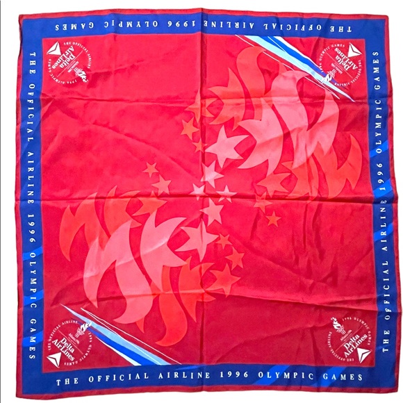 1996 Red Delta wings Olympic silk scarf Limited ed Rare - Picture 2 of 7